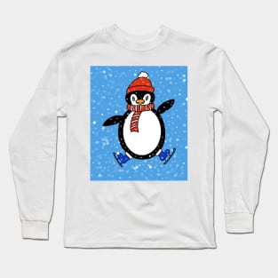 WHITE Christmas Penguin. Long Sleeve T-Shirt